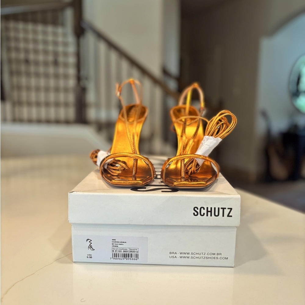 SCHUTZ Gold High Heels. Size 9.5